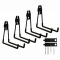 Garage Hooks, 4 Pack 7.7inch Large Square Wall Hooks for Hanging Heavy Duty Ladders, Bikes, Tools Ideal for Garage, Garden, Basement Utility Room Storage (Black)