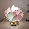 Dimmable Rose Shape Table Lamp - Romantic Floral Ambient Light with Metal Base for Bedroom, Living Room, and Lover Girlfriend Gift Wedding Anniversary Occasions - White-Pink - Size 15.7x11Inches