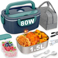 Electric Heated Lunch Box – 1.5L Stainless Steel, 4-in-1 Power (12V/24V/240V), Leak-Proof