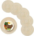 Round Woven Cotton Placemats 6 Pack, Beige Washable Braided Table Mats, 38cm Heat‑Resistant Circular Table Place Mats for Dining Table Kitchen Home Decor