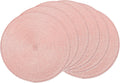 Round Braided Placemats 15 Inch Round Table Mats for Dining Tables Natural Woven Heat Resistant Place mats Set of 6 (Pink)
