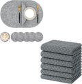 Homaxy Round Faux Leather Placemats and Coasters, Washable Dual-Side Table Mats, Wipeable Heat-Resistant Dining Place Mats and Terry Kitchen Towels(15" x 25", 6 Pack, Dark Grey)