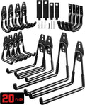 Garage Hooks, 20-Pack Steel Accessories for Organization and Storage, Heavy Wall Mount Duty Hooks with Anti-Slip Coating Hanging Ladder, Bike, Power Tools More Tools, Black -