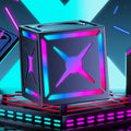 RGB Bluetooth 5.3 Speaker – Rubik's Cube Design | 360° Surround Sound & FM Radio | Black