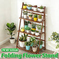 4-Tier Folding Plant Stand – Bamboo Corner Shelf for Indoor & Balcony