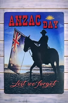 ANZAC Day Lest We Forget Metal Sign | 30x40cm | Remembrance Wall Décor