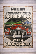 Old Man's Classic Cars Metal Sign | 30x40cm | Funny Vintage Garage & Man Cave Wall Décor | Classic Car Gift
