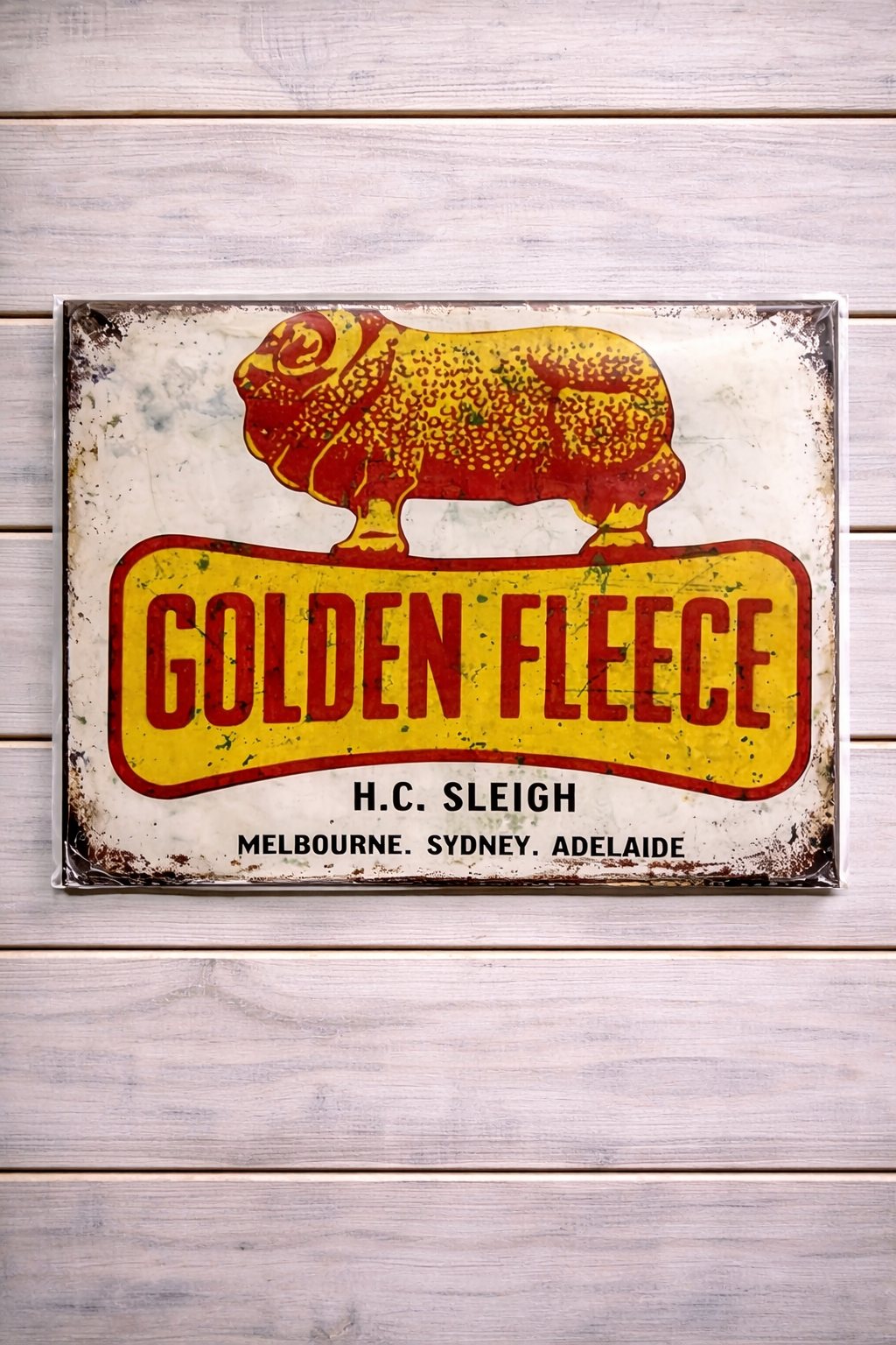Golden Fleece vintage metal wall sign 30x40cm for a garage or man cave