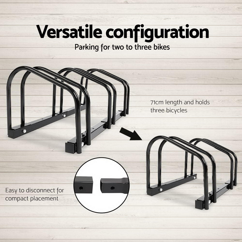 Weisshorn 3-Bike Freestanding Floor Rack – Powder Coated Steel | Black