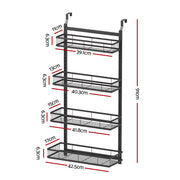 Artiss Over Door Bathroom Rack Hanging Organiser 4 Tier No Drill 91cm Black