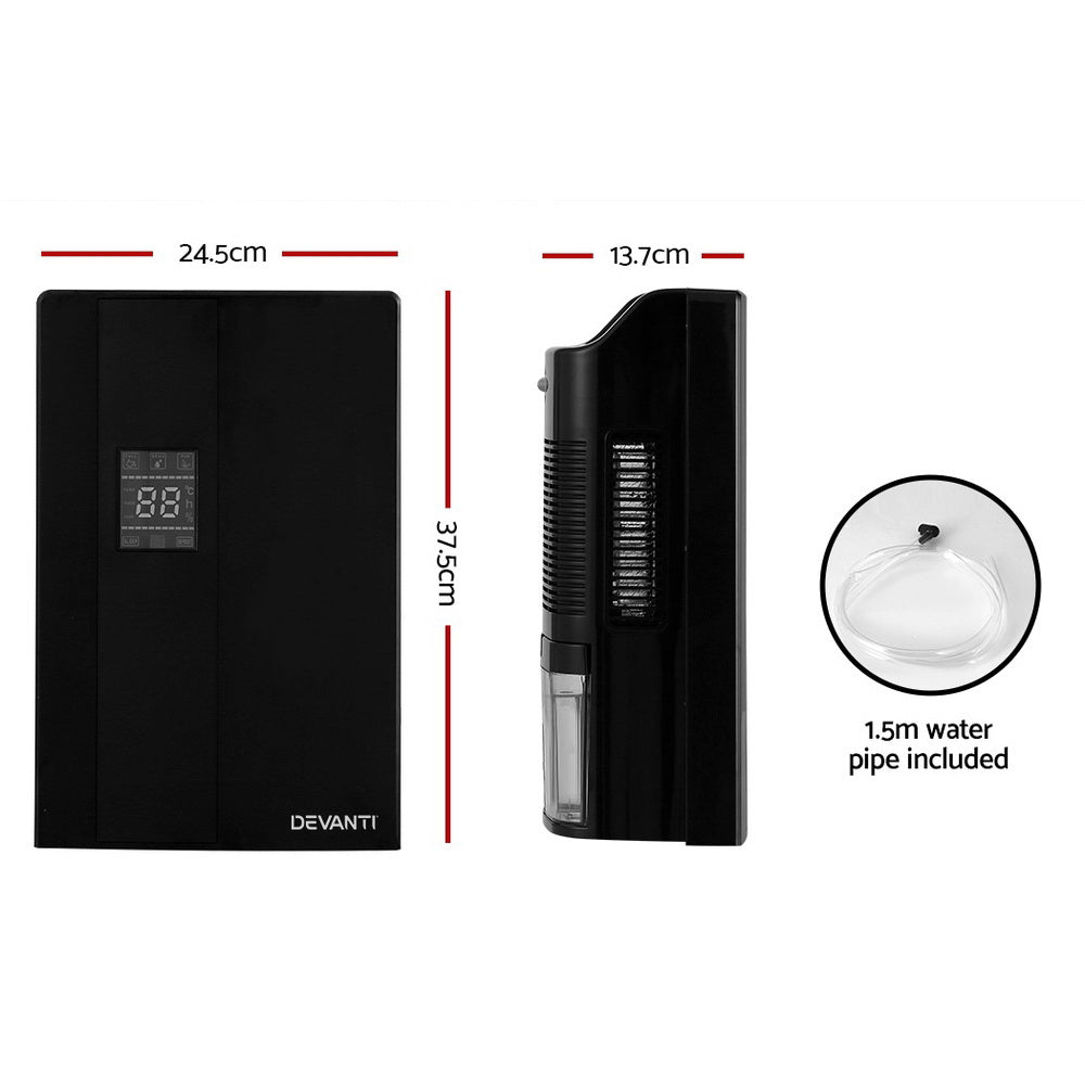 Devanti 2L Dehumidifier & Air Purifier | Quiet | 24Hr Timer | Remote | Black