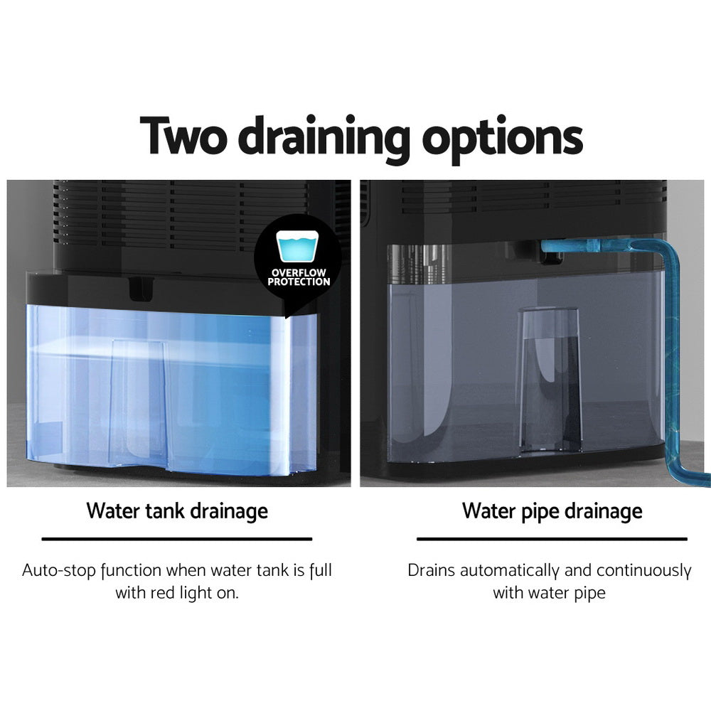 Devanti 2L Dehumidifier & Air Purifier | Quiet | 24Hr Timer | Remote | Black