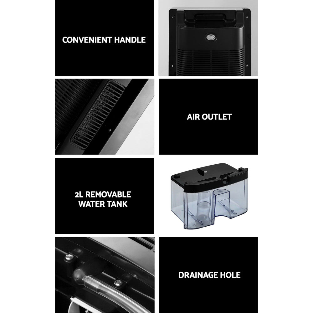 Devanti 2L Dehumidifier & Air Purifier | Quiet | 24Hr Timer | Remote | Black