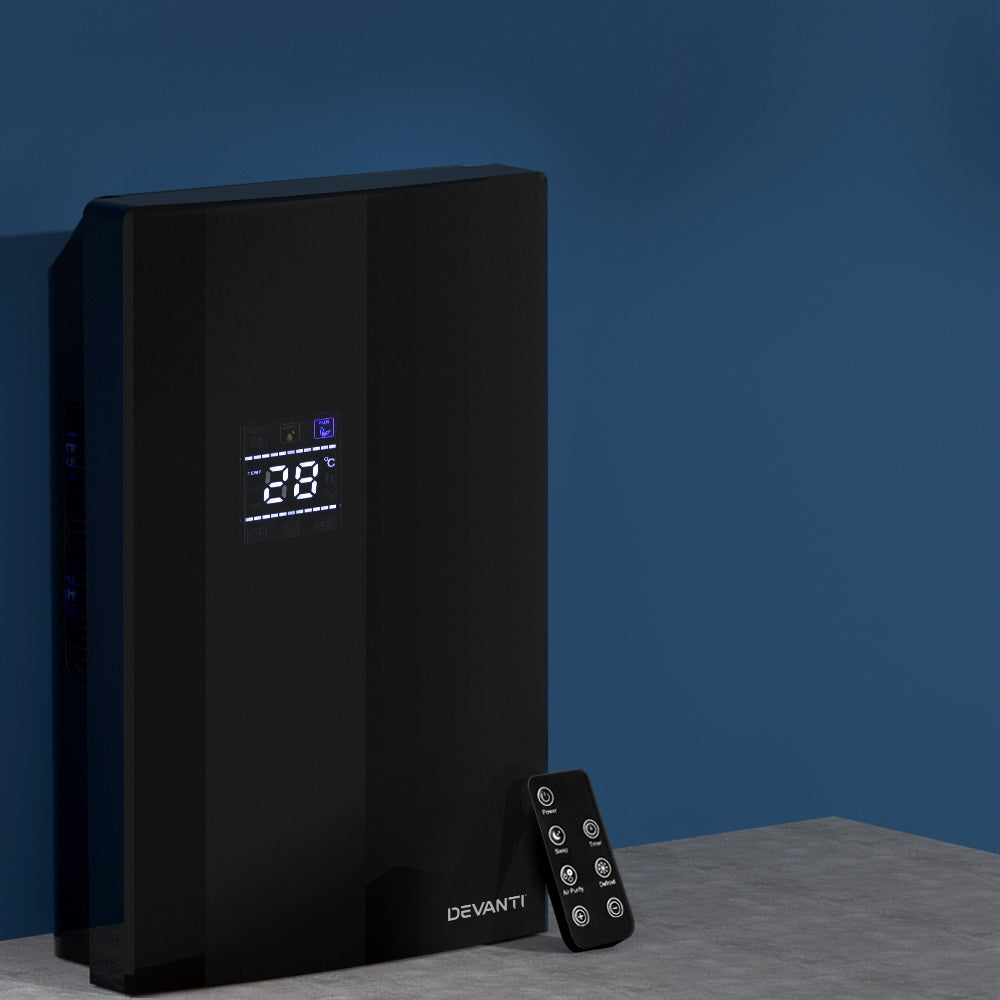 Devanti 2L Dehumidifier & Air Purifier | Quiet | 24Hr Timer | Remote | Black