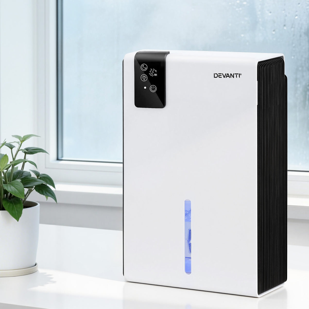 Devanti 2L Dehumidifier & Air Purifier | Quiet | 24Hr Timer | Remote | White