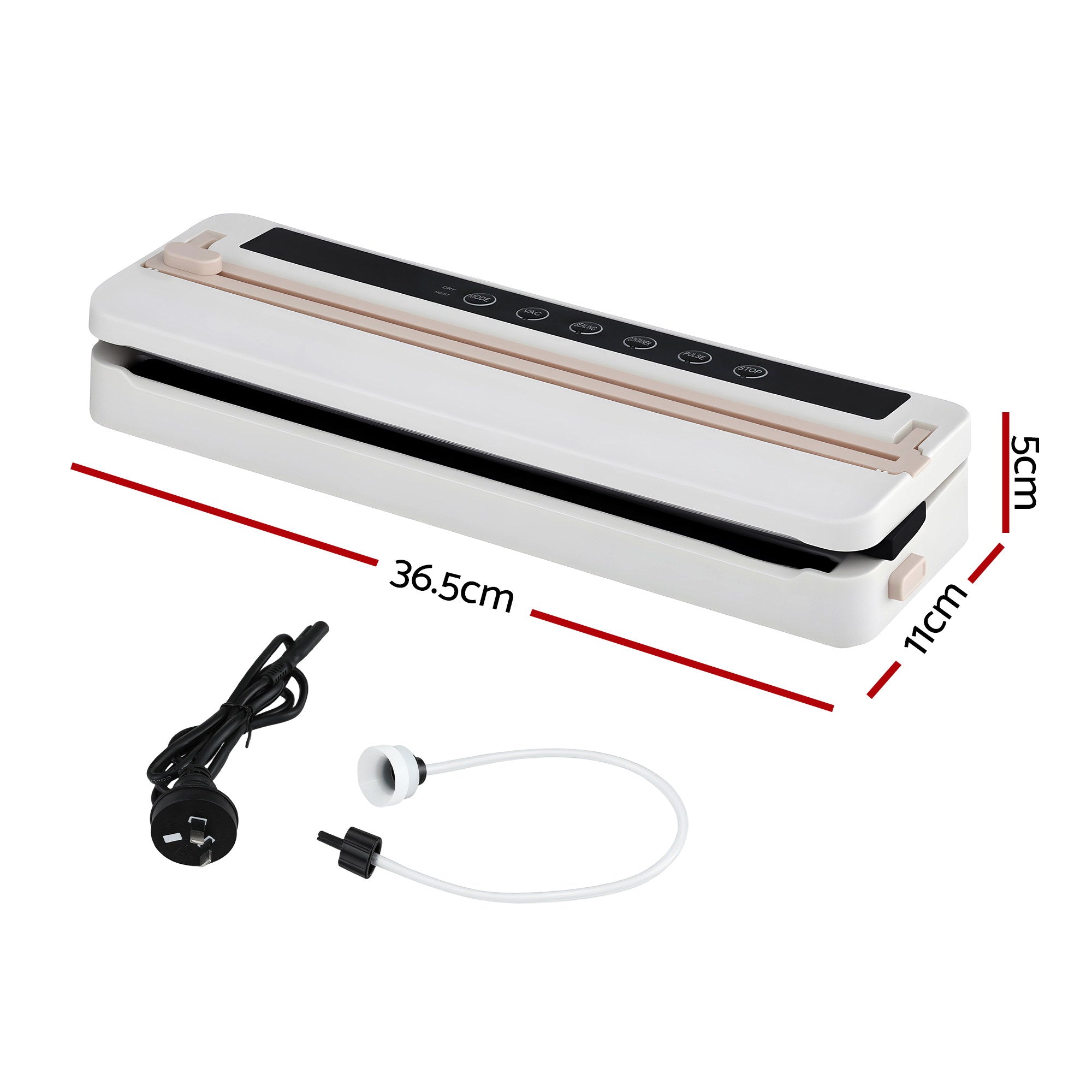 Devanti 110W Food Vacuum Sealer Machine – Auto Seal, Slide Cutter | White & Pink