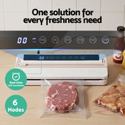 Devanti 110W Food Vacuum Sealer Machine – Auto Seal, Slide Cutter | White & Pink