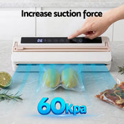 Devanti 110W Food Vacuum Sealer Machine – Auto Seal, Slide Cutter | White & Pink