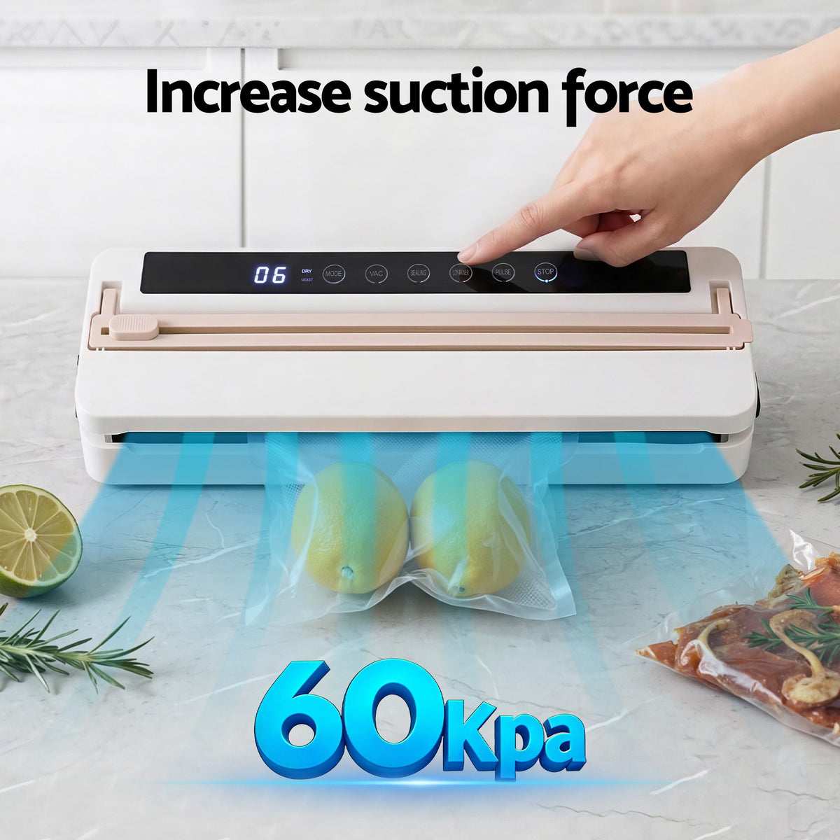 Devanti 110W Food Vacuum Sealer Machine – Auto Seal, Slide Cutter | White & Pink