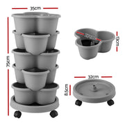 Green Fingers 5-Tier Vertical Garden Planter – Stackable Tower with Wheels | Grey