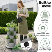Green Fingers 5-Tier Vertical Garden Planter – Stackable Tower with Wheels | Grey
