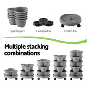 Green Fingers 5-Tier Vertical Garden Planter – Stackable Tower with Wheels | Grey
