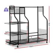 Everfit Golf Bag Storage Organiser – 2-Bag Capacity, 10-Club Stand, 3 Shelves & 4 Hooks | Black