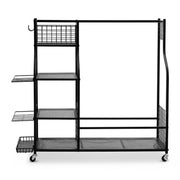 Everfit Golf Bag Storage Organiser – 2-Bag Capacity, 10-Club Stand, 3 Shelves & 4 Hooks | Black