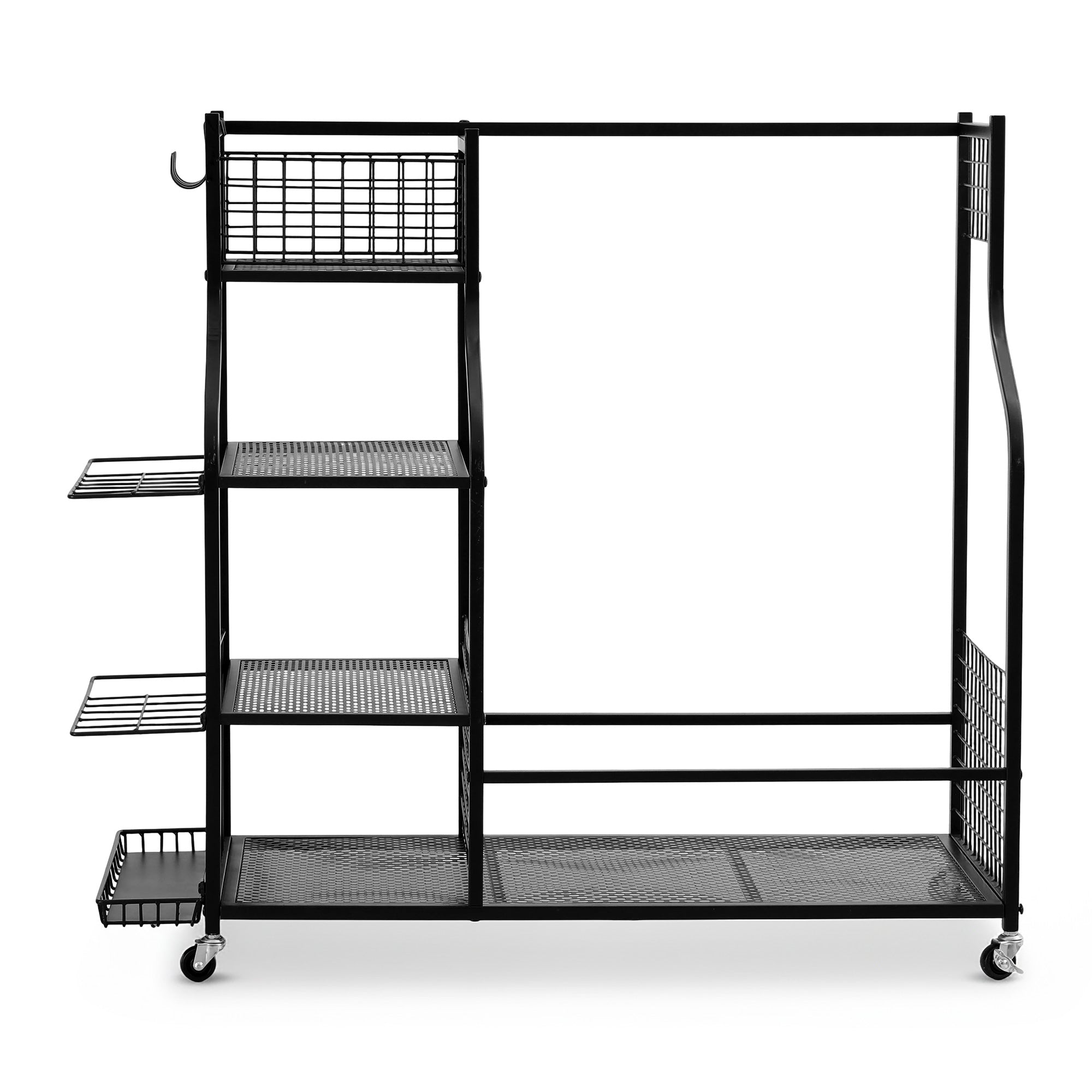 Everfit Golf Bag Storage Organiser – 2-Bag Capacity, 10-Club Stand, 3 Shelves & 4 Hooks | Black