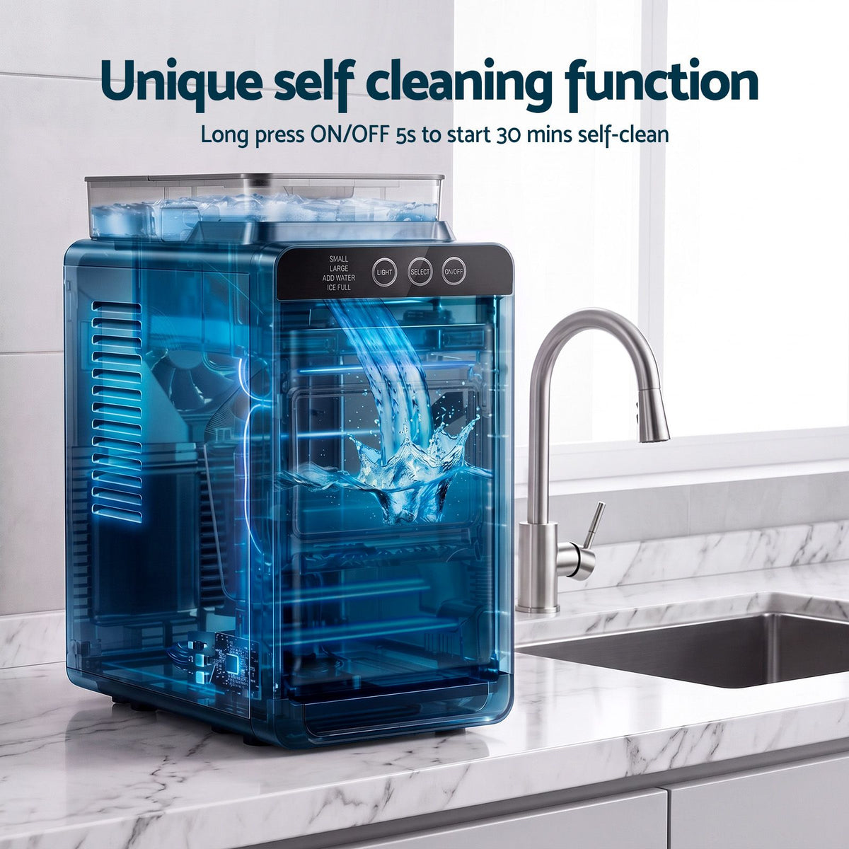 Devanti Slim Countertop Ice Maker | 12kg/Day, Black