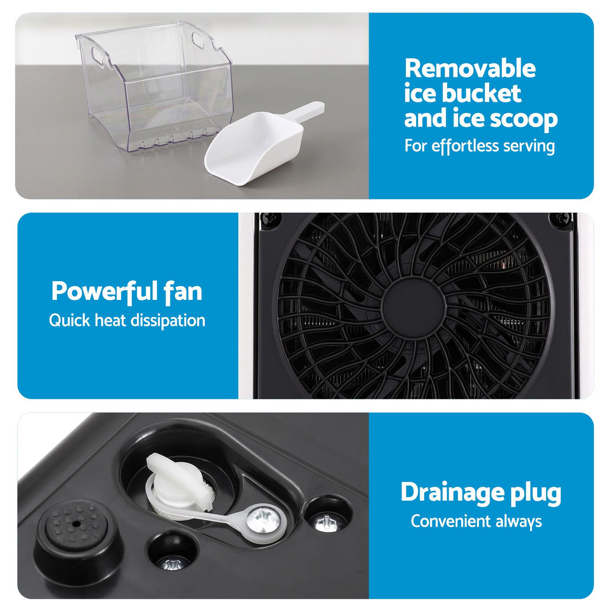 Devanti Slim Countertop Ice Maker | 12kg/Day, Black