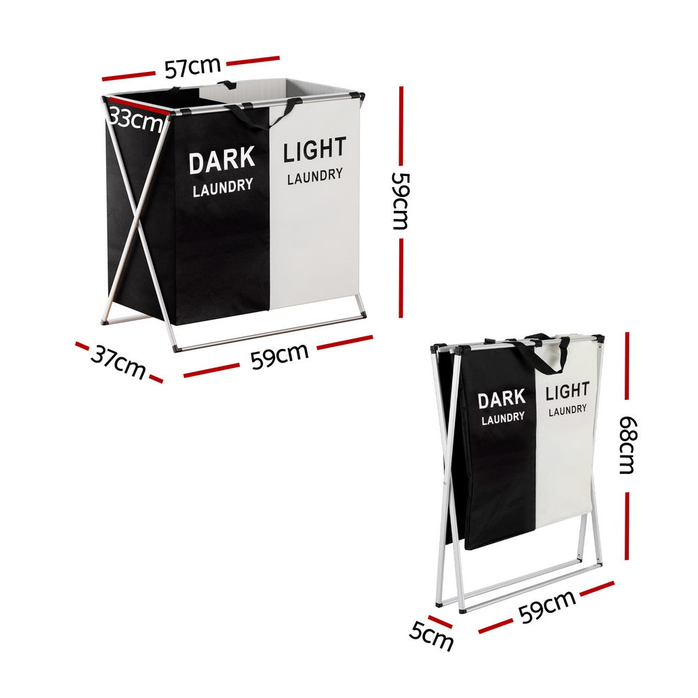 Artiss 2-Section Foldable Laundry Hamper – Large Capacity