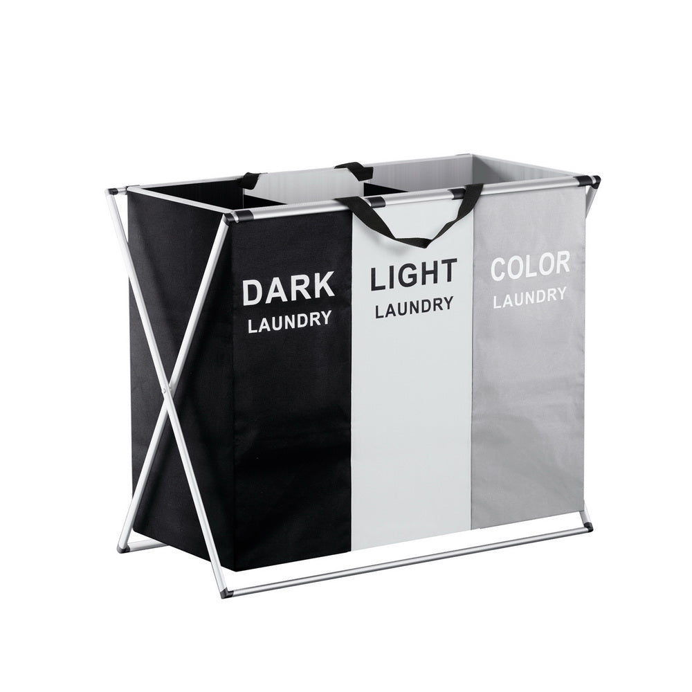 Artiss 3-Section Foldable Laundry Hamper – Large Capacity