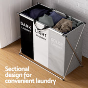 Artiss 3-Section Foldable Laundry Hamper – Large Capacity