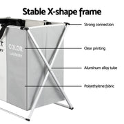 Artiss 3-Section Foldable Laundry Hamper – Large Capacity