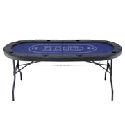 Folding Poker Table – 183cm, 6–8 Players, Casino Felt & PU Leather | 8 Cup Holders | Blue