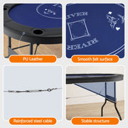 Folding Poker Table – 183cm, 6–8 Players, Casino Felt & PU Leather | 8 Cup Holders | Blue