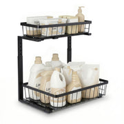 Artiss Under Sink Organiser with 2 Slide-Out Drawers – Adjustable Height | Black
