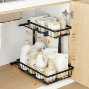 Artiss Under Sink Organiser with 2 Slide-Out Drawers – Adjustable Height | Black