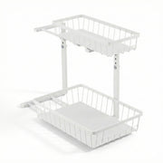 Artiss Under Sink Organiser with 2 Slide-Out Drawers – Adjustable Height | White
