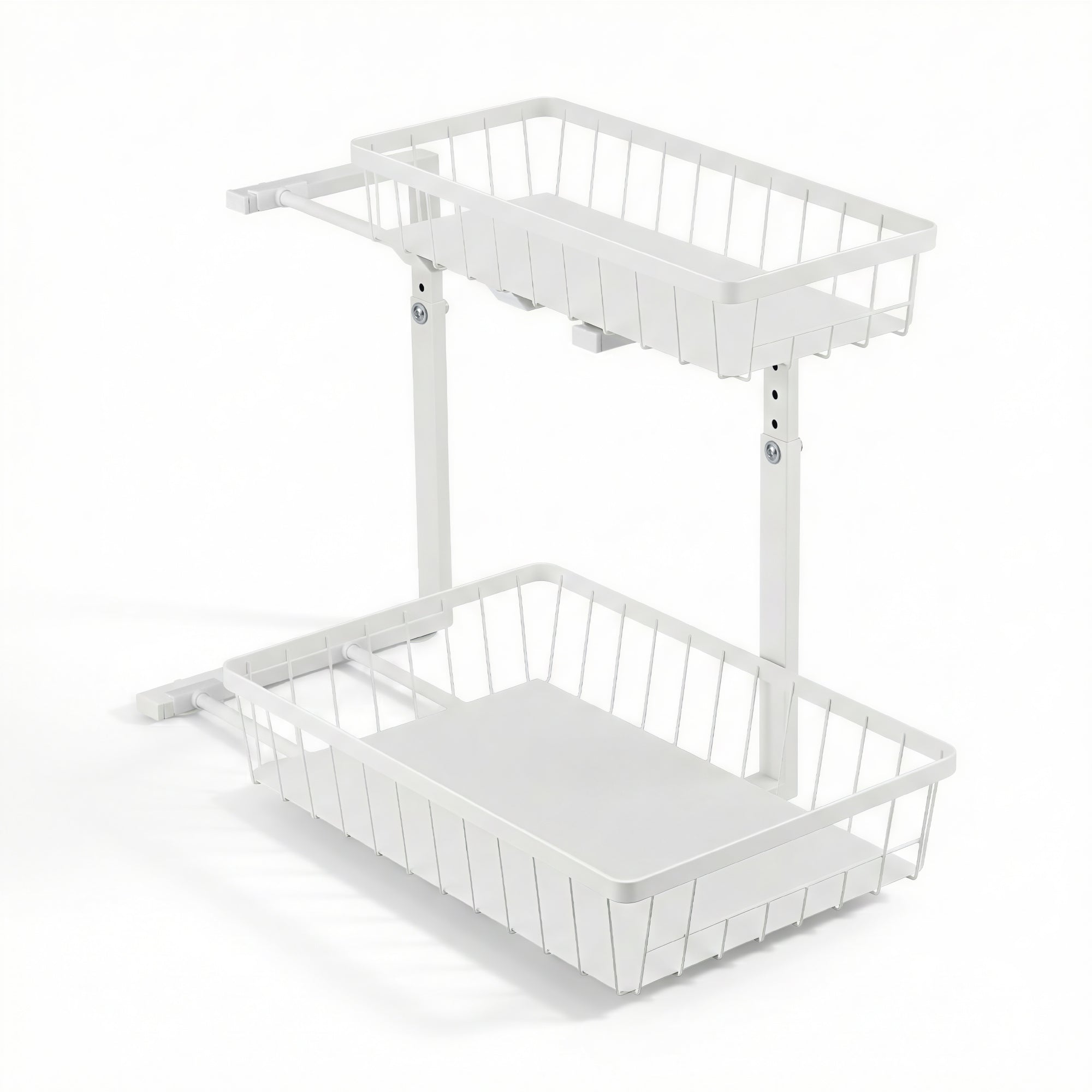 Artiss Under Sink Organiser with 2 Slide-Out Drawers – Adjustable Height | White