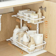 Artiss Under Sink Organiser with 2 Slide-Out Drawers – Adjustable Height | White