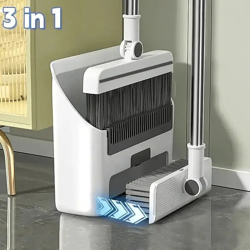 3-in-1 Commercial Cleaning Equipment – Broom, Dustpan & Brush All-in-One