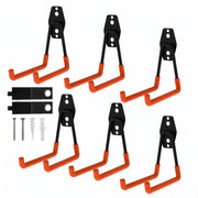 Garage Hooks, 6 Pack Medium Square Wall Hooks for Hanging Heavy Duty Ladders, Bikes, Tools Ideal for Garage, Garden, Basement Utility Room Storage (Orange)