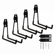 Garage Hooks, 4 Pack 7.7inch Large Square Wall Hooks for Hanging Heavy Duty Ladders, Bikes, Tools Ideal for Garage, Garden, Basement Utility Room Storage (Black)