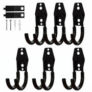 Garage Hooks, 6 Pack Small Round Wall Hooks for Hanging Heavy Duty Ladders, Bikes, Tools Ideal for Garage, Garden, Basement Utility Room Storage (Black)