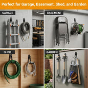 Garage Hooks, 6 Pack Small Round Wall Hooks for Hanging Heavy Duty Ladders, Bikes, Tools Ideal for Garage, Garden, Basement Utility Room Storage (Black)