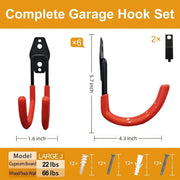 Garage Hooks, 6 Pack Large Round Wall Hooks for Hanging Heavy Duty Ladders, Bikes, Tools Ideal for Garage, Garden, Basement Utility Room Storage (Orange)