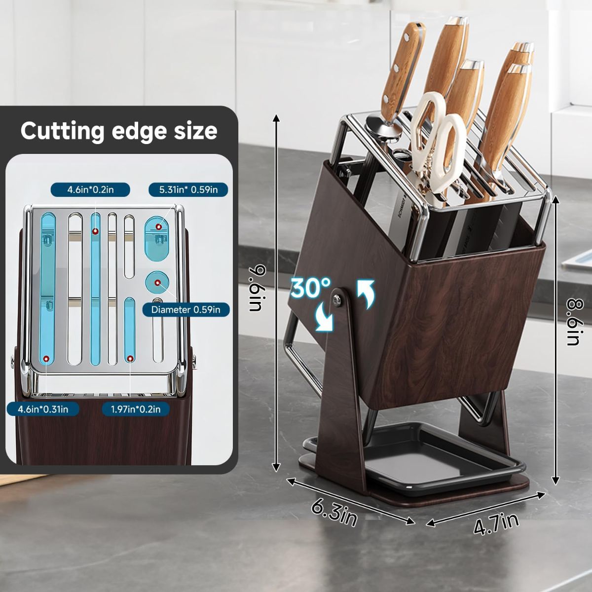 Wood-Finish Universal Knife Block – 10-Slot