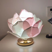 Dimmable Rose Shape Table Lamp - Romantic Floral Ambient Light with Metal Base for Bedroom, Living Room, and Lover Girlfriend Gift Wedding Anniversary Occasions - Pink - Size 15.7x11Inches